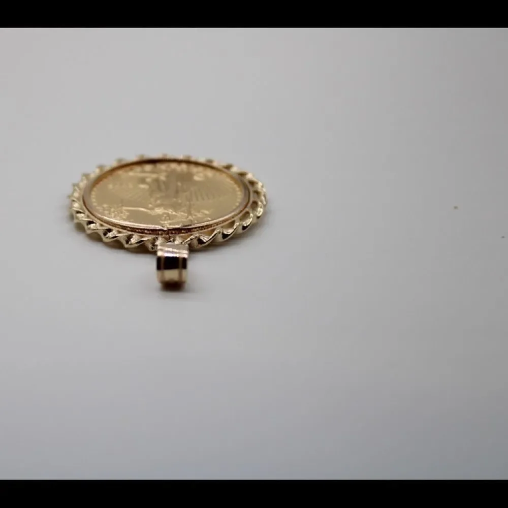 14k Twisted Wire Polished Screw Top Bezel With 1/2 ounce American Eagle Coin
